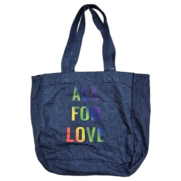 Mavi Handbags - NWT Mavi Rainbow Denim Tote Dump Bag Carryall All For Love 100% Cotton